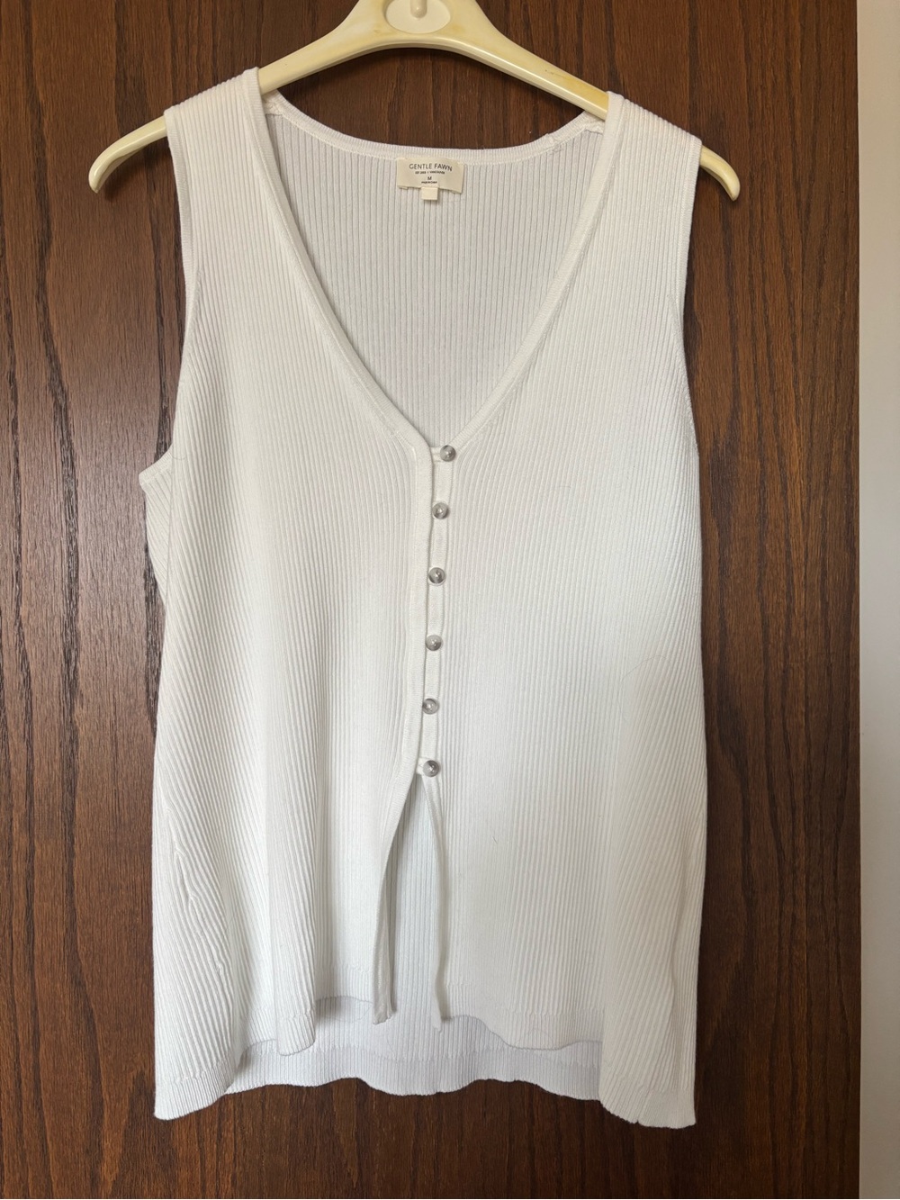 Gentle Fawn White Ribbed V-Neck Button Tank
